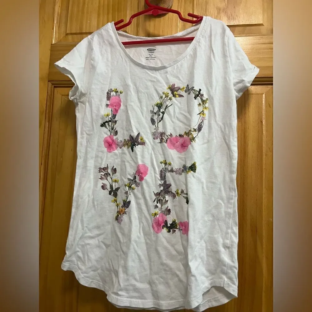 Old Navy girls size XL love with flowers t shirt
